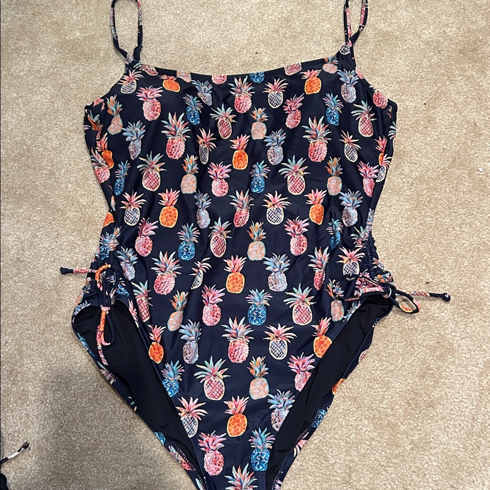 J. Crew Navy Pineapple Print Swimsuit